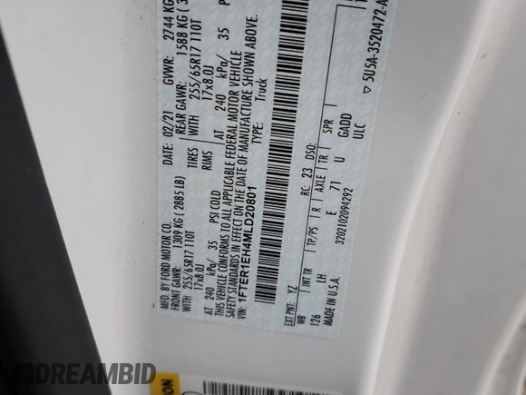 2021 Ford Ranger XL z VIN 1FTER1EH4MLD20801, wystawiony jako Copart lot #86703174 z przebiegiem 76 259 mil mil oraz Szkoda całkowita • Salvage title. Historia ofert i sprzedaży dostępna na DreamBid. Obrazek 12.