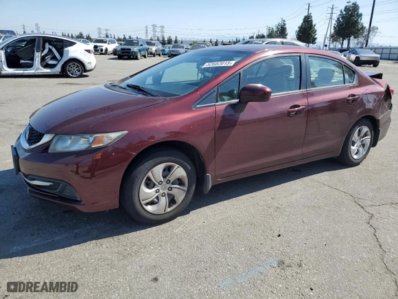 2015 Honda Civic Sedan LX with VIN 19XFB2F54FE218980, listed as a Copart auction lot 52682015 with 75,588 mi miles and Salvage Title. Bid and sale history available at carsss.com. Image 1.
