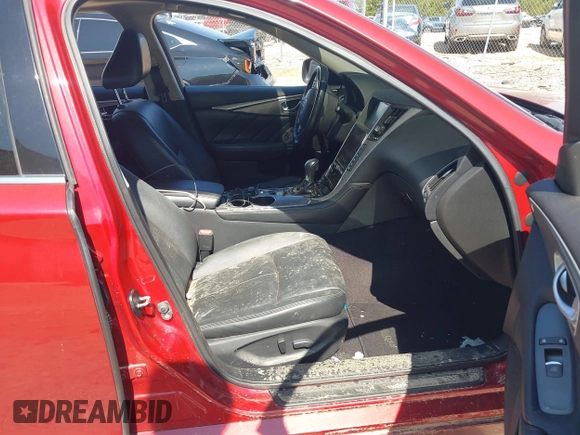 2015 Infiniti Q50 Premium with VIN JN1BV7ARXFM392215, listed as a IAAI auction lot 42449752 with 90,918 mi miles and . Bid and sale history available at DreamBid. Image 5.