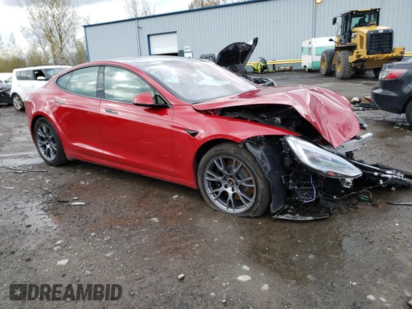 2022 Tesla Model S with VIN 5YJSA1E5XNF469508, listed as a Copart auction lot 48967223 with 6,546 mi miles and Salvage Title. Bid and sale history available at DreamBid. Image 4.