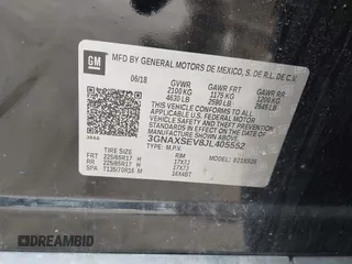 2018 Chevrolet Equinox LT with VIN 3GNAXSEV8JL405552, listed as a IAAI auction lot 41907929 with 89,243 mi miles. Bid and sale history available at carsss.com. Image 9.