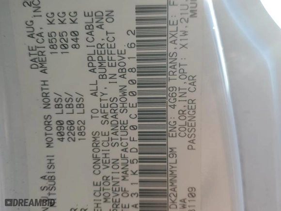 2012 Mitsubishi Eclipse GS with VIN 4A31K5DF0CE008162, listed as a Copart auction lot 46692145 with 71,014 mi miles and Salvage Title. Bid and sale history available at carsss.com. Image 14.