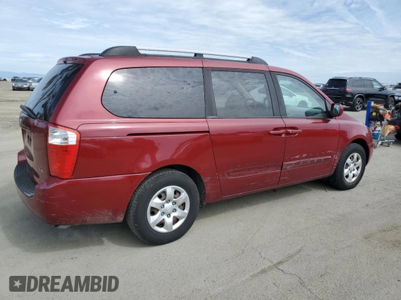2008 Kia Sedona LX with VIN KNDMB233686218479, listed as a Copart auction lot 50228685 with 200,945 mi miles and Salvage Title. Bid and sale history available at carsss.com. Image 3.