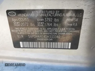 2013 Hyundai Elantra GLS z VIN 5NPDH4AE4DH333340, wystawiony jako IAAI lot #42068261 z przebiegiem 122 863 mil mil oraz . Historia ofert i sprzedaży dostępna na DreamBid. Obrazek 9.