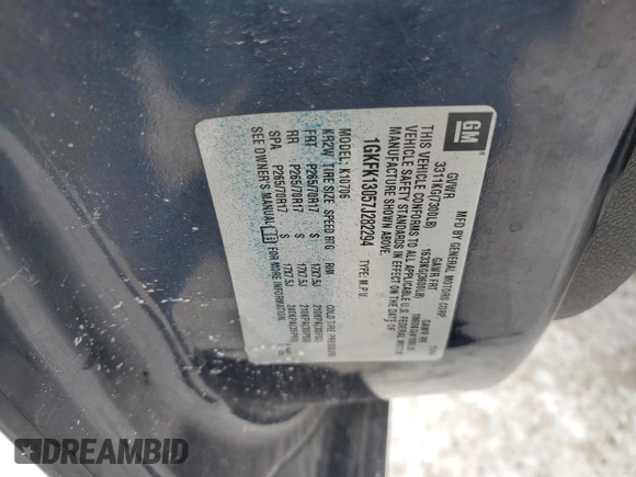 2007 GMC Yukon SLT with VIN 1GKFK13057J282294, listed as a Copart auction lot 46106145 with 0 mi miles and Salvage Title. Bid and sale history available at carsss.com. Image 14.