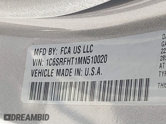 2021 Ram 1500 Limited with VIN 1C6SRFHT1MN510020, listed as a IAAI auction lot 40634609 with Not provided miles and . Bid and sale history available at DreamBid. Image 9.