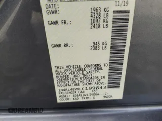 2020 Nissan Altima S z VIN 1N4BL4BVXLC199843, wystawiony jako Copart lot #57661305 z przebiegiem 62 362 mil mil oraz Szkoda całkowita • Salvage title. Historia ofert i sprzedaży dostępna na DreamBid. Obrazek 12.
