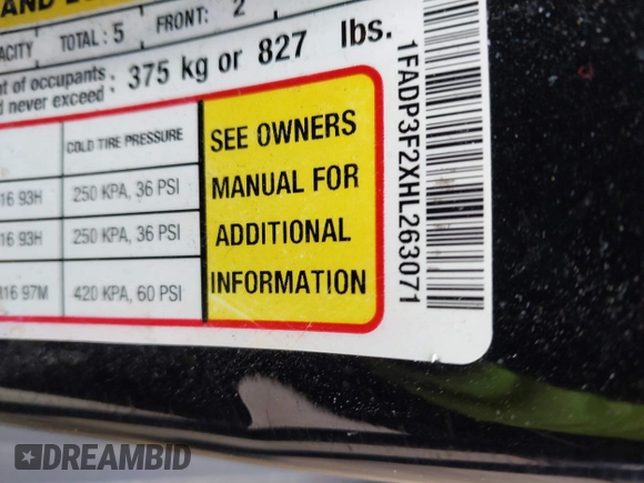 2017 Ford Focus SE with VIN 1FADP3F2XHL263071, listed as a IAAI auction lot 42046106 with 91,633 mi miles and . Bid and sale history available at DreamBid. Image 9.