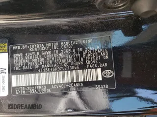 2007 Toyota Camry CE with VIN 4T1BE46K97U713066, listed as a Copart auction lot 64610614 with 161,702 mi miles and Salvage Title. Bid and sale history available at DreamBid. Image 12.