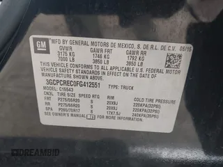 2015 Chevrolet Silverado 1500 LT with VIN 3GCPCREC0FG412551, listed as a IAAI auction lot 41577706 with 156,318 mi miles and . Bid and sale history available at DreamBid. Image 9.