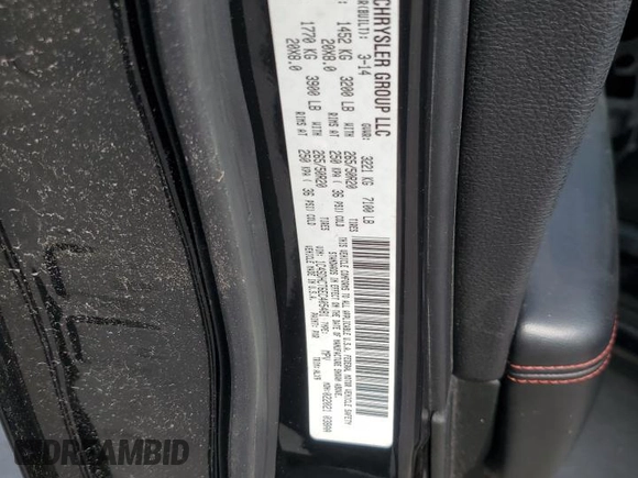 2014 Dodge Durango R/T with VIN 1C4SDHCT6EC405481, listed as a Copart auction lot 56023485 with 166,880 mi miles and Clean title. Bid and sale history available at DreamBid. Image 14.