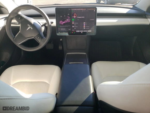 2023 Tesla Model 3 with VIN 5YJ3E1EA2PF438259, listed as a Copart auction lot 44572595 with 28,194 mi miles and Salvage Title. Bid and sale history available at carsss.com. Image 8.