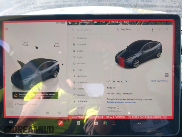 2024 Tesla Model Y with VIN 7SAYGDED3RF092501, listed as a IAAI auction lot 40820923 with 4,688 mi miles and . Bid and sale history available at DreamBid. Image 7.