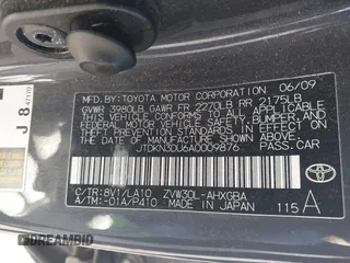 2010 Toyota Prius II with VIN JTDKN3DU6A0009876, listed as a IAAI auction lot 41928171 with 237,970 mi miles. Bid and sale history available at carsss.com. Image 9.