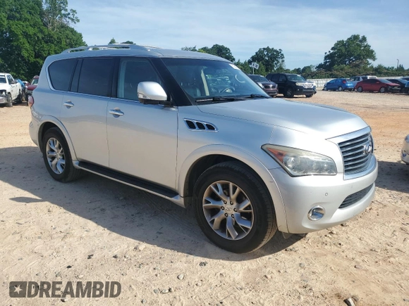 2012 Infiniti QX56 7-passenger with VIN JN8AZ2NF6C9518895, listed as a Copart auction lot 61084975 with 228,628 mi miles and Salvage title. Bid and sale history available at DreamBid. Image 4.