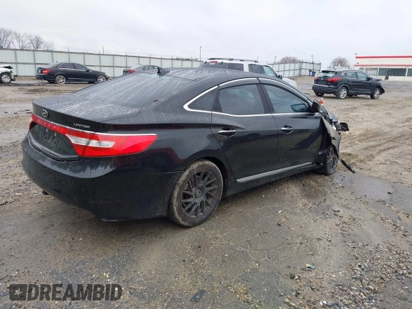 2017 Hyundai Azera Limited with VIN KMHFH4JGXHA590988, listed as a IAAI auction lot 41615025 with 100,751 mi miles and . Bid and sale history available at DreamBid. Image 4.