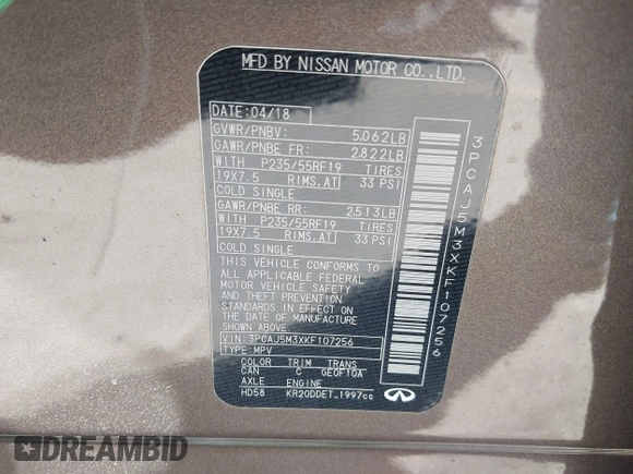 2019 Infiniti QX50 Essential с VIN 3PCAJ5M3XKF107256, выставлен на аукционе IAAI как лот 42184053 с пробегом 103 207 миль миль и . История ставок и продаж доступна на DreamBid. Изображение 8.