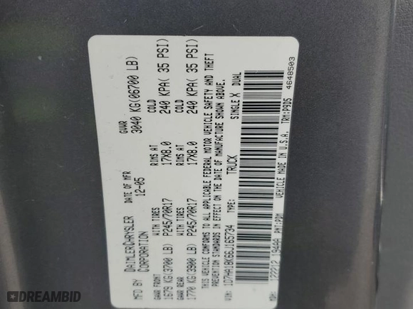 2006 Dodge Ram 1500 ST with VIN 1D7HA18K66J165734, listed as a Copart auction lot 42832325 with 194,260 mi miles and Salvage Title. Bid and sale history available at carsss.com. Image 12.