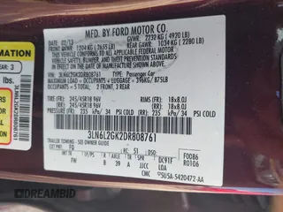 2013 Lincoln MKZ z VIN 3LN6L2GK2DR808761, wystawiony jako IAAI lot #42562086 z przebiegiem 124 087 mil mil oraz . Historia ofert i sprzedaży dostępna na DreamBid. Obrazek 9.