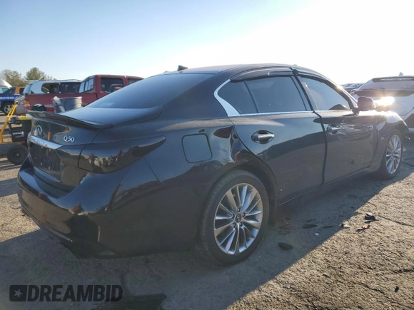 2018 Infiniti Q50 3.0t LUXE with VIN JN1EV7APXJM590796, listed as a Copart auction lot 47481395 with 91,360 mi miles and Salvage Title. Bid and sale history available at carsss.com. Image 3.
