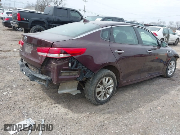 2018 Kia Optima LX z VIN 5XXGT4L30JG185640, wystawiony jako IAAI lot #41645104 z przebiegiem Nie podano mil oraz . Historia ofert i sprzedaży dostępna na DreamBid. Obrazek 4.