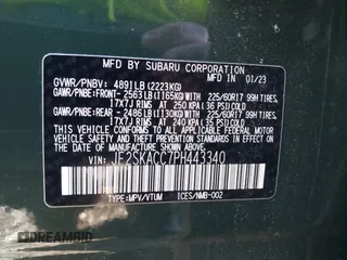2023 Subaru Forester with VIN JF2SKACC7PH443340, listed as a IAAI auction lot 41031985 with 18,985 mi miles and . Bid and sale history available at DreamBid. Image 9.