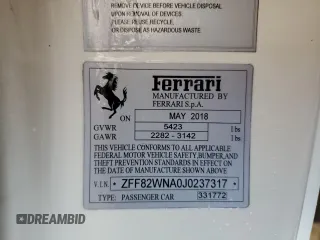 2018 Ferrari GTC4Lusso с VIN ZFF82WNA0J0237317, выставлен на аукционе Copart как лот 75118364 с пробегом Не указан миль и Списание • Salvage title. История ставок и продаж доступна на DreamBid. Изображение 14.