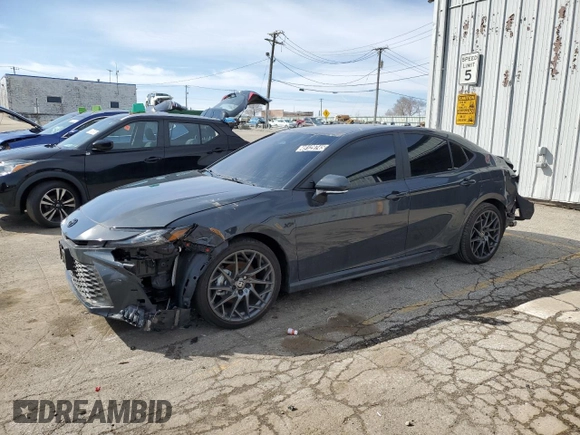 2025 Toyota Camry LE with VIN 4T1DAACK4SU050473, listed as a Copart auction lot 49129745 with 5,363 mi miles and Salvage Title. Bid and sale history available at carsss.com. Image 1.
