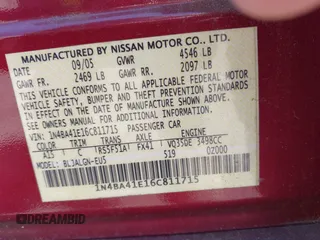2006 Nissan Maxima 3.5 SL with VIN 1N4BA41E16C811715, listed as a IAAI auction lot 41975302 with 152,643 mi miles. Bid and sale history available at carsss.com. Image 9.