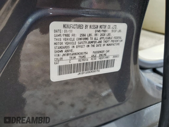 2012 Infiniti M37 with VIN JN1BY1AR8CM390754, listed as a Copart auction lot 84196764 with 141,360 mi miles and Salvage Title. Bid and sale history available at carsss.com. Image 14.
