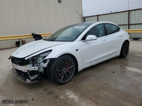 2020 Tesla Model 3 Performance with VIN 5YJ3E1EC4LF624154, listed as a Copart auction lot 43740635 with NaN miles and Salvage Title. Bid and sale history available at carsss.com. Image 1.