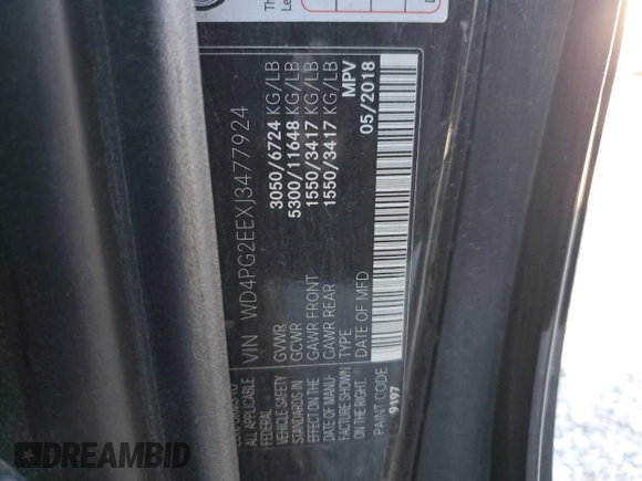 2018 Mercedes-Benz Metris Passenger z VIN WD4PG2EEXJ3477924, wystawiony jako Copart lot #48508705 z przebiegiem 98 399 mil mil oraz Czysty tytuł • Clean title. Historia ofert i sprzedaży dostępna na DreamBid. Obrazek 13.