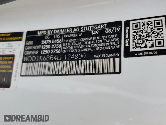 2020 Mercedes-Benz E 53 AMG with VIN WDD1K6BB4LF124800, listed as a Copart auction lot 77413553 with 9,751 mi miles and . Bid and sale history available at DreamBid. Image 13.