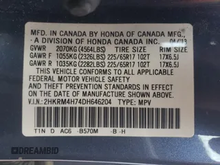 2013 Honda CR-V EX-L with VIN 2HKRM4H74DH646204, listed as a Copart auction lot 47602905 with 124,990 mi miles and Salvage Title. Bid and sale history available at carsss.com. Image 13.