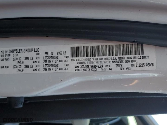 2010 Dodge Ram 1500 Sport with VIN 3D7JV1ET3AG146524, listed as a Copart auction lot 71122214 with 90,655 mi miles and Salvage Title. Bid and sale history available at carsss.com. Image 13.