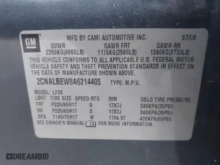 2010 Chevrolet Equinox LS with VIN 2CNALBEW8A6214405, listed as a IAAI auction lot 41776456 with 246,276 mi miles. Bid and sale history available at carsss.com. Image 9.
