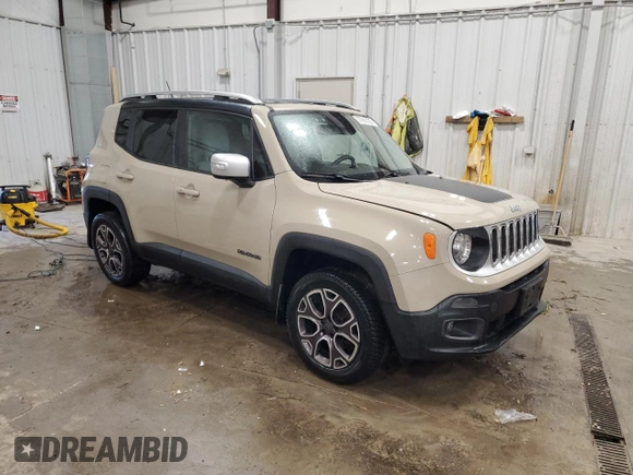 2015 Jeep Renegade Limited with VIN ZACCJBDT8FPB77845, listed as a Copart auction lot 57992125 with 86,705 mi miles and Non repairable. Bid and sale history available at DreamBid. Image 4.