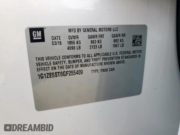 2016 Chevrolet Malibu LT with VIN 1G1ZE5ST6GF255409, listed as a Copart auction lot 51089675 with 70,439 mi miles and Salvage Title. Bid and sale history available at DreamBid. Image 12.