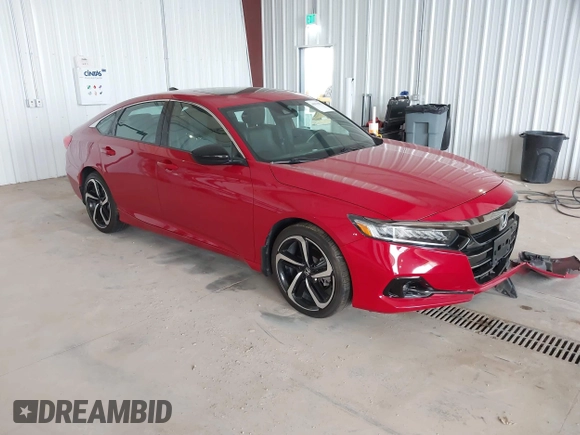 2021 Honda Accord Sport with VIN 1HGCV2F39MA033172, listed as a IAAI auction lot 41913871 with 39,249 mi miles and . Bid and sale history available at DreamBid. Image 1.