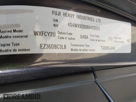 2008 Subaru Tribeca Limited с VIN 4S4WX92D084403020, выставлен на аукционе IAAI как лот 41461997 с пробегом 253 391 миль миль и . История ставок и продаж доступна на DreamBid. Изображение 9.