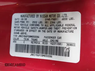 2009 Infiniti G37 x with VIN JNKCV64F09M650094, listed as a IAAI auction lot 41882647 with 83,840 mi miles and . Bid and sale history available at DreamBid. Image 9.