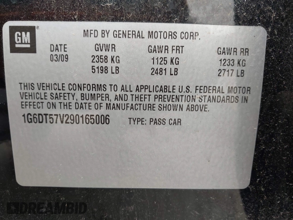 2009 Cadillac CTS AWD w/1SB with VIN 1G6DT57V290165006, listed as a IAAI auction lot 42144947 with 162,969 mi miles. Bid and sale history available at carsss.com. Image 9.