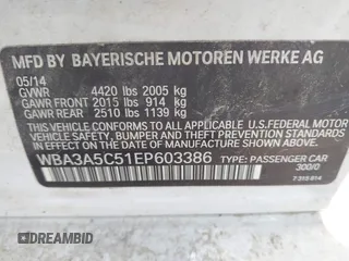 2014 BMW 3 Series 328i z VIN WBA3A5C51EP603386, wystawiony jako IAAI lot #42343104 z przebiegiem Nie podano mil oraz . Historia ofert i sprzedaży dostępna na DreamBid. Obrazek 9.