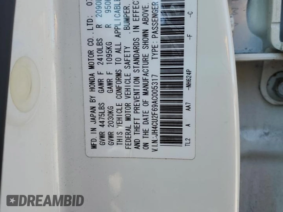 2010 Acura TSX with VIN JH4CU2F69AC005317, listed as a Copart auction lot 48980225 with 161,826 mi miles and Salvage Title. Bid and sale history available at carsss.com. Image 13.