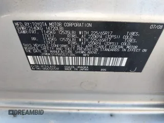 2008 Toyota RAV4 Ltd with VIN JTMBK31V985071386, listed as a IAAI auction lot 42068551 with 213,805 mi miles. Bid and sale history available at carsss.com. Image 9.