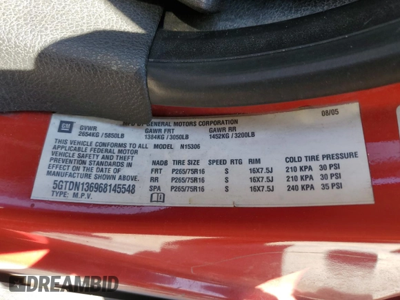 2006 Hummer H3 with VIN 5GTDN136968145548, listed as a Copart auction lot 69278664 with 168,580 mi miles and Salvage Title. Bid and sale history available at carsss.com. Image 12.