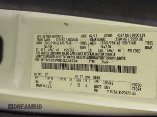 2013 Ford Econoline Cargo Commercial с VIN 1FTNE2EW8DDA46724, выставлен на аукционе IAAI как лот 42622489 с пробегом 182 913 миль миль и . История ставок и продаж доступна на DreamBid. Изображение 9.