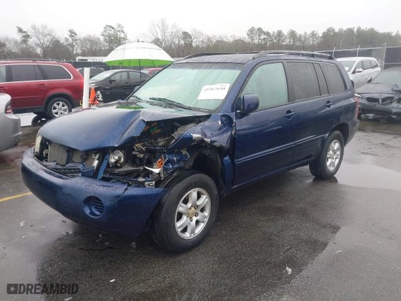 2002 Toyota Highlander with VIN JTEGF21A520058345, listed as a IAAI auction lot 41567610 with 117,736 mi miles. Bid and sale history available at carsss.com. Image 2.