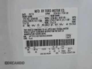 2013 Ford F-150 XL with VIN 1FTFX1EF8DKE35559, listed as a Copart auction lot 55754985 with 193,184 mi miles and Salvage title. Bid and sale history available at DreamBid. Image 12.