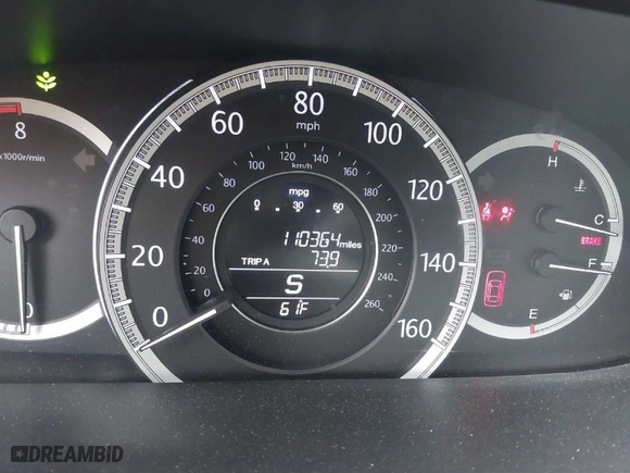 2015 Honda Accord Sedan LX with VIN 1HGCR2F38FA111688, listed as a IAAI auction lot 41725559 with 110,364 mi miles. Bid and sale history available at carsss.com. Image 7.